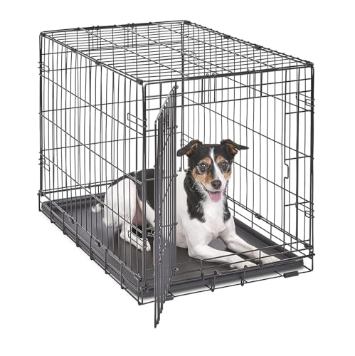 MidWest Homes for Pets iCrate Hundebox, klappbar, 1 Tür, Trennwand, auslaufsichere Bodenwanne, sichere Verriegelungen, Drahtgitterbox für mittelgroße Rassen, tragbar, robust, einfacher Aufbau, 76 cm
