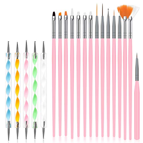 URAQT 2 Stück Nagel Pinsel Set, Nageldesign-Stifte Brush, Acryl Nagel Kunst Pinsel, Nagelbürste Professionell Malerei Pen für gelnägel UV-Gel Nageldesign Nail Art