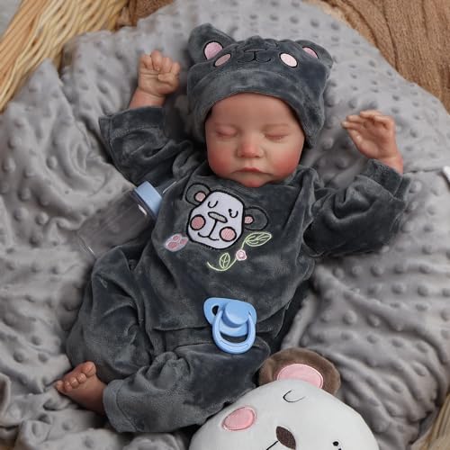 JUYOUYI Lifelike Reborn Baby Puppen, 18 Zoll realistische Baby-Puppe mit vollem Vinyl Körper Real Life für Kinder ab 3 Jahren