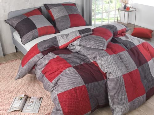 Kuscheli® Bettwäsche 135x200 4 teilig | ÖkoTex Zertifiziert & für Allergiker geeignet | Bettwäsche Set mit je 2 Bettbezügen 135 x 200 & Kissenbezügen 80x80 | modern & hochwertig, Farbe:D04