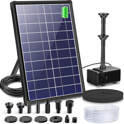 Biling 8W Solar Springbrunnen für außen mit 3600 mAh Batterie Solar Teichpumpe mit Filter Solar Brunnenpumpen mit Akku, Solar Wasserpumpe Schwimmende Fontäne für brunnen draussen miniteich