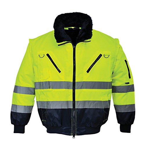 Portwest Hi-Vis Warnschutz 3-in-1 Pilotjacke, Größe: XXL, Farbe: Gelb/Marine, PJ50YNRXXL