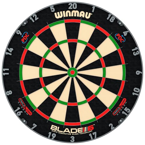 WINMAU Blade 6 Triple Core Carbon Dartscheibe Steeldart Profi Dartboard – Offizielle Turnierspezifikationen, von der PDC empfohlen