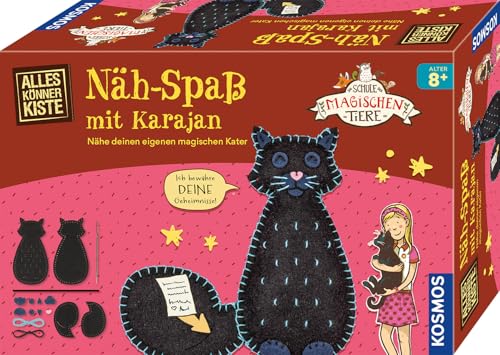 Kosmos 605681 Die Schule der magischen Tiere Näh-Spaß mit Karajan, Nähset für Anfänger und Bastelset Kinder ab 8 Jahren, enthält Filzstoff, Nadel, Stickgarn und Füllmaterial