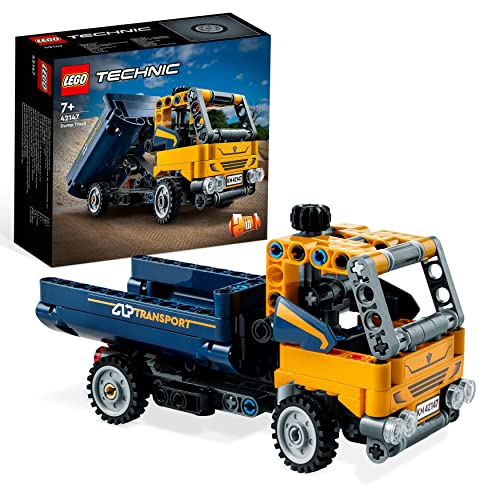 LEGO Technic Kipplaster Spielzeug, 2in1-Set mit Konstruktions-Modell und Bagger-Spielzeug, technisches Geschenk für Jungen und Mädchen ab 7 Jahre 42147