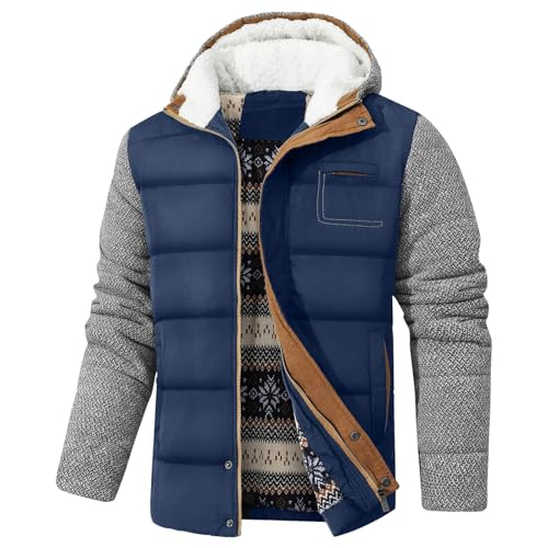 Zaitun Herren Winterjacke Warme Fleecejacke Gefüttert Windbreaker mit Kapuze Winddichte Outdoor Jacken Thermo Puffer Jacke