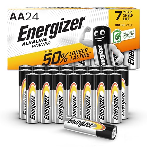 Energizer Alkaline Power Batterien AA (24 Stück) - Hochleistungsbatterien 1,5V - Batterie für Haushalt und Büro - 100% plastikfreie Recycelbar Verpackung - 7 Jahre lagerfähig [Exklusiv bei Amazon]