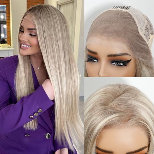 Highlight, blonde Perücke, gerade, Echthaar
