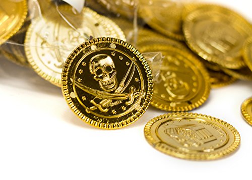 Trendario 150 Gold Münzen, Spielgeld für Kinder, Piratenmünzen für Piratenparty, Piratengeld Schatzsuche, Mitgebsel
