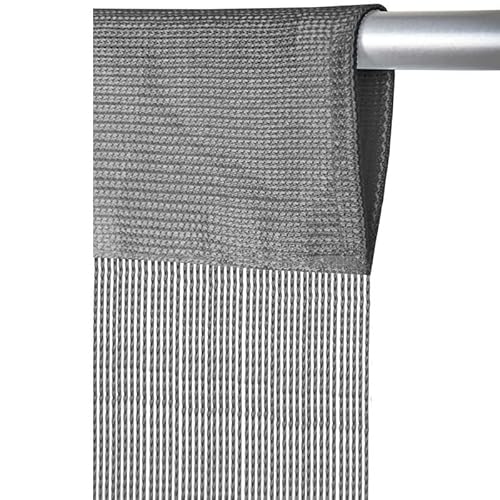 Arsvita Fadenvorhang mit Stangendurchzug, individuell kürzbare Gardine, Fadengardine Vorhang in vielen Farben und Größen (B140xL250 cm/Grau)