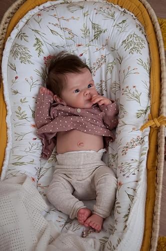 Anano Gewicht Reborn Baby Vollsilikon Lebensecht Mädchen 45 cm Reborn Baby Puppe Realistische Babypuppe Sammlerpuppe Mit Lebensechten Details & Vollständigem Zubehör (Lila Hemd+Hose)