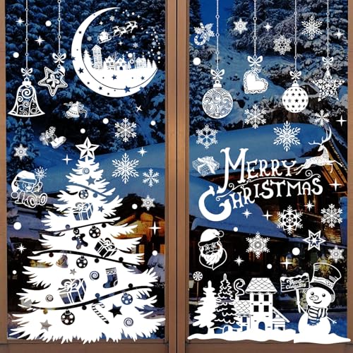 Weihnachtsdeko Fenster Fensterbilder Weihnachten Groß Selbstklebend, 202 Winter Fensteraufkleber Weihnachten Weihnachts Fensterbild Fensterdeko, Weihnachtsfenster Bilder Fenstersticker Weihnachten