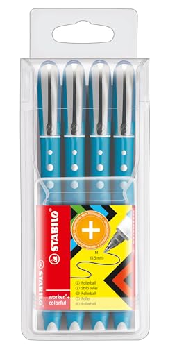 STABILO - Tintenroller - worker+ colorful - medium - 4er Pack - blau