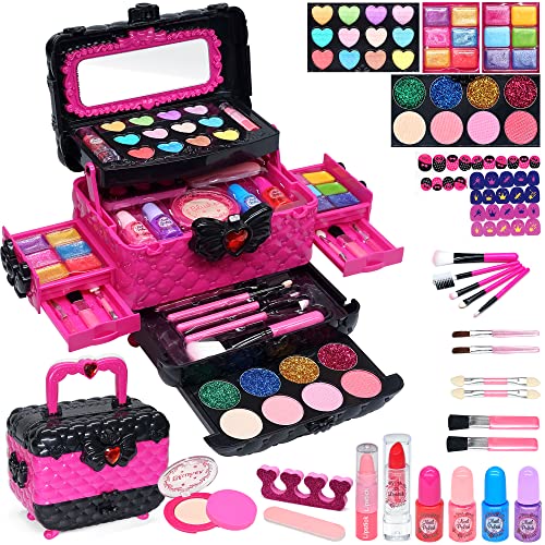 Kinderschminke Set - 57-teiliges Make-Up Set für Mädchen, Schminkkoffer Spielzeug, Halloween Weihnachts Geburtstagsgeschenke für Kinder 4-12 Jahre