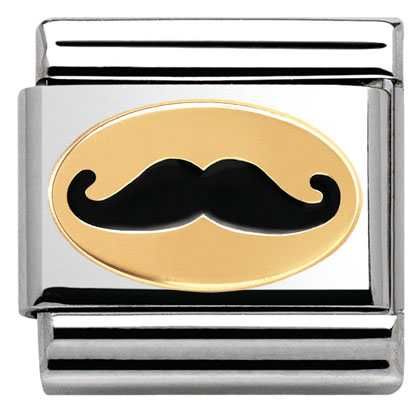 Nomination Classic - Composable Classic - 18k Gold, Emaille - Schnurrbart Monsieur - 030285/19