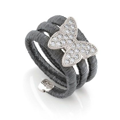 Nomination Ring - Flair Schmetterling - Schwarz Rhodiniert, Dreifach - 144851/027