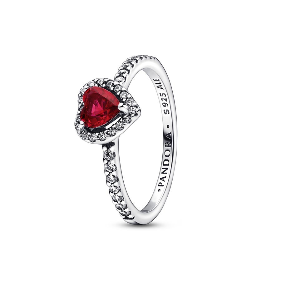 Pandora Ring - Sparkling Red Elevated Heart - 198421C02