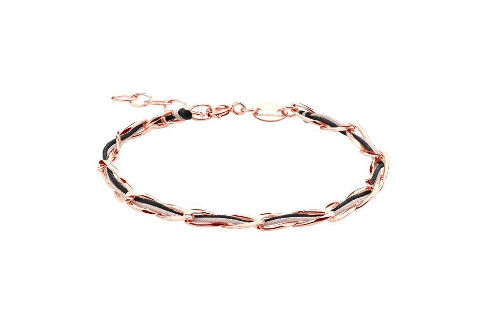 Momentoss Filo Armband - Textil - Schwarz Braun - Rose vergoldet - 20200933