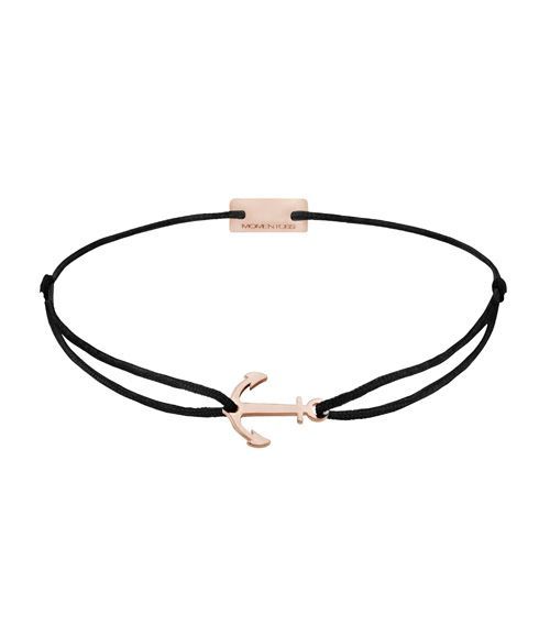 Momentoss Filo Armband - Textil - Schwarz - rosé vergoldet - Anker - 21200195