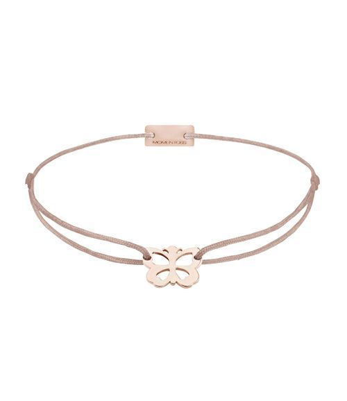 Momentoss Filo Armband - Textil - Braun Beige - rosé vergoldet - Schmetterling - 21200794