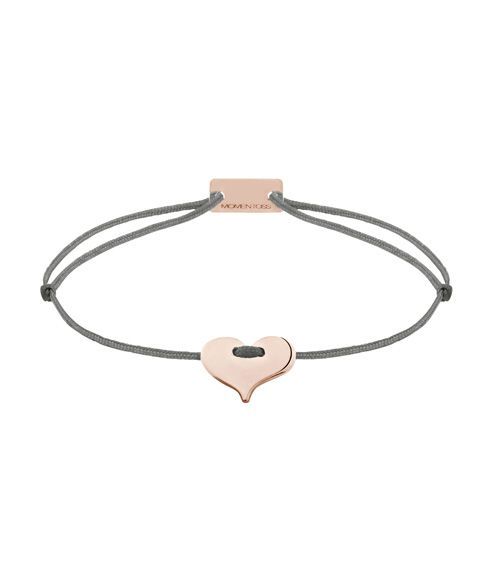 Momentoss Filo Armband - Textil - Dunkelgrau - rosé vergoldet - Herz - 21201113