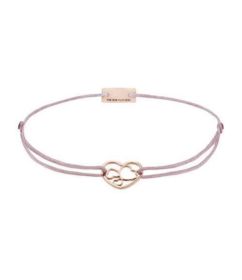 Momentoss Filo Armband - Textil - Rosa Braun - Rose vergoldet - Herzen - 21202082