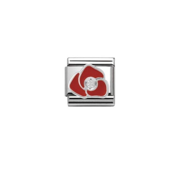 Nomination Classic - SilverShine aus Edelstahl mit 925er Silber, Email und Zirkonia - Rose Rot - 330305/05