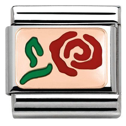 Nomination Anhänger - Composable Classic - 9k Rosegold, Emaille - Rote Rose - 430201/10