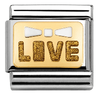 Nomination Classic - Emaille, Gold - Weiße Schleife LOVE - 030280/47