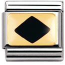 Nomination Classic - GEOMETRIC Edelstahl, Email und 18K-Gold (Raute SCHWARZ)