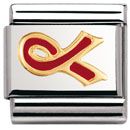 Nomination Classic - DAILY LIFE Edelstahl, Email und 18K-Gold (Schleife ROT (Kampf gegen AIDS))