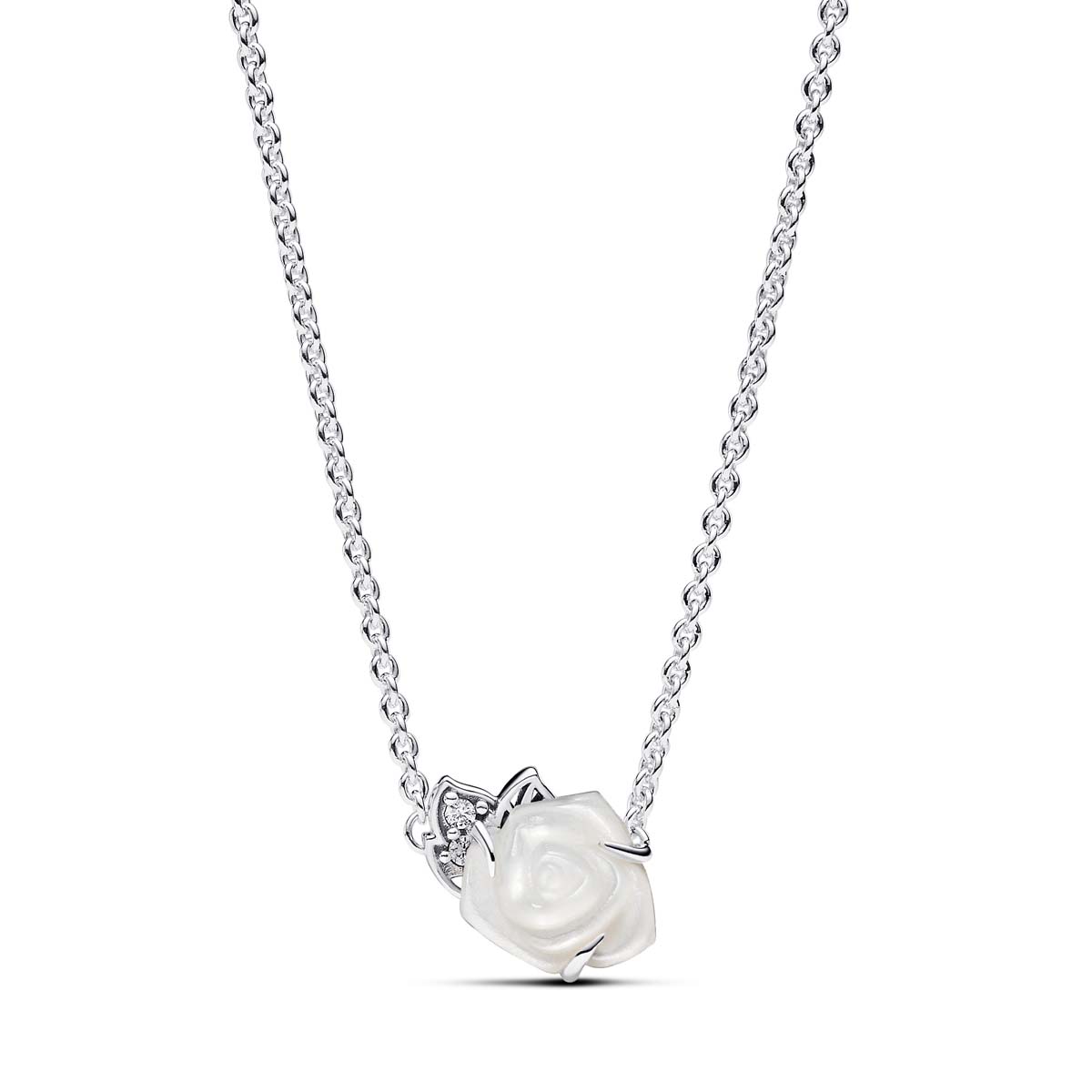 Pandora Halskette - Weiße blühende Rose - 393206C01-45