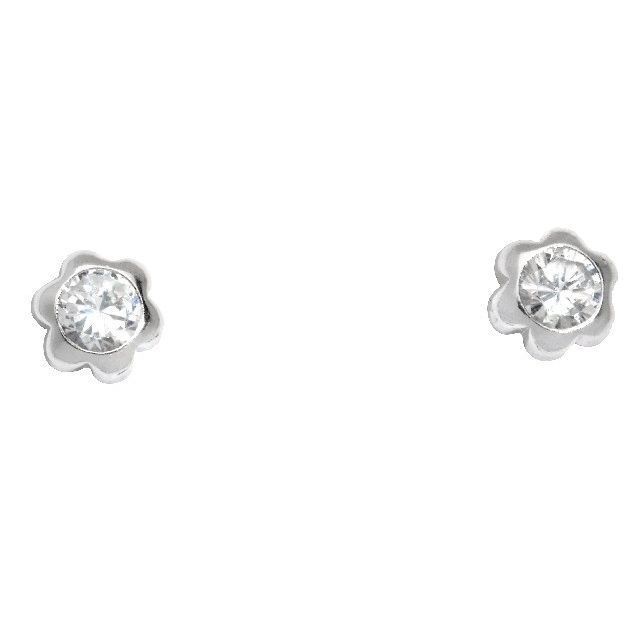 Schneider Basic Ohrstecker - Weißgold - Blumen mit Zirkon - ZS28