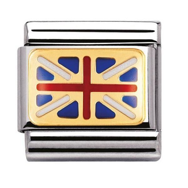Nomination Classic - FLAGGE EUROPA Edelstahl, Email und 18K-Gold (GROSSBRITANNIEN)