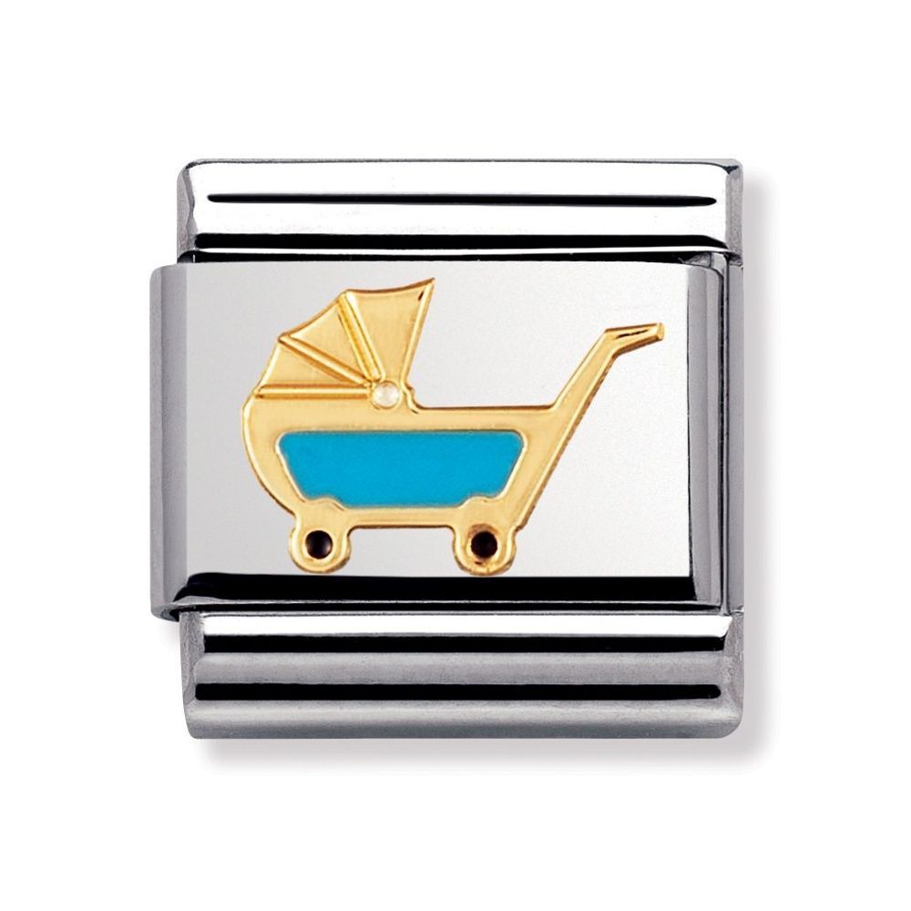 Nomination Classic - DAILY LIFE Edelstahl, Email und 18K-Gold (Kinderwagen AZURBLAU)