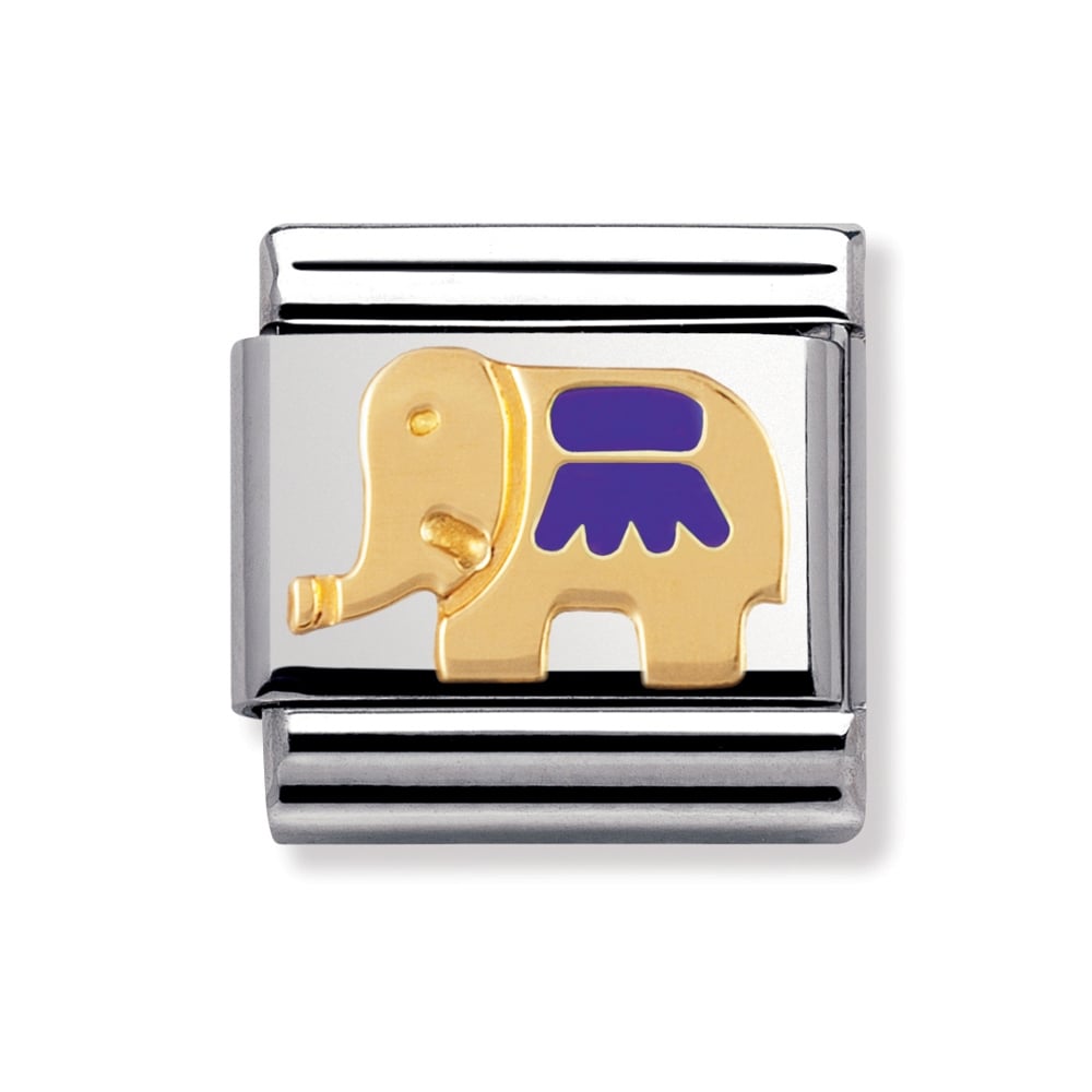 Nomination Classic - TIERE - LAND Edelstahl, Email und 18K-Gold (Elefant VIOLETT)