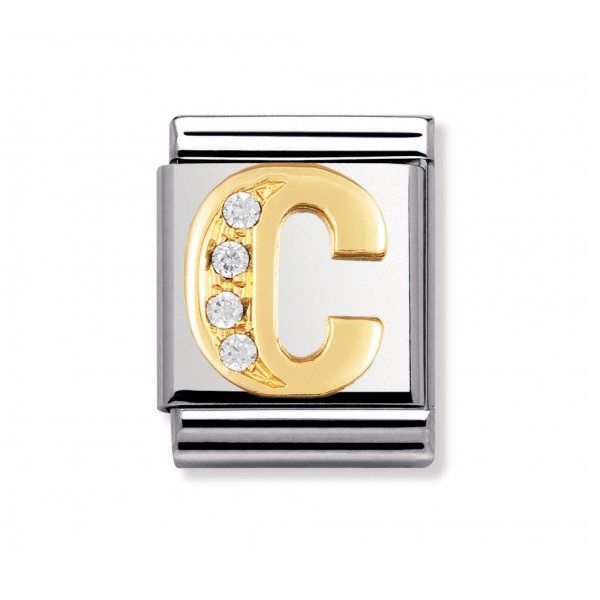 Nomination BIG - BUCHSTABEN Edelstahl, 18K-Gold und Cubic Zirc. (C)