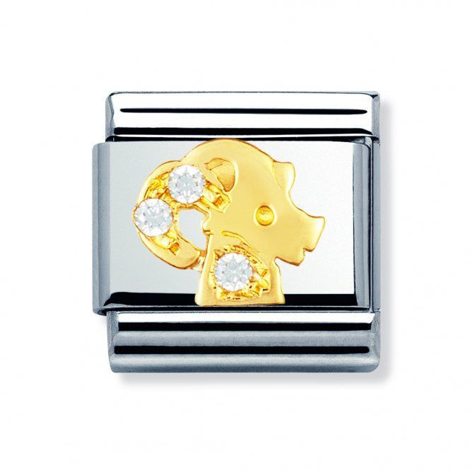 Nomination Classic - STERNZEICHEN Edelstahl, 18K-Gold und Cubic Zirc. (Steinbock)
