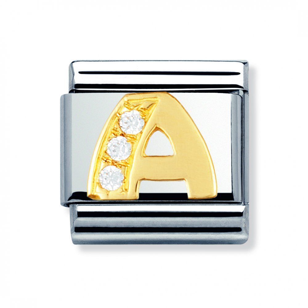 Nomination Classic - BUCHSTABEN Edelstahl, 18K-Gold und Cubic Zirc. (A)
