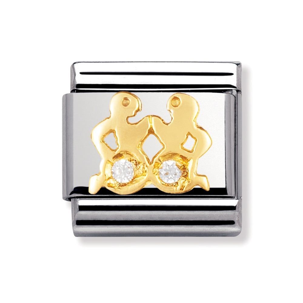 Nomination Classic - STERNZEICHEN Edelstahl, 18K-Gold und Cubic Zirc. (Zwilling)