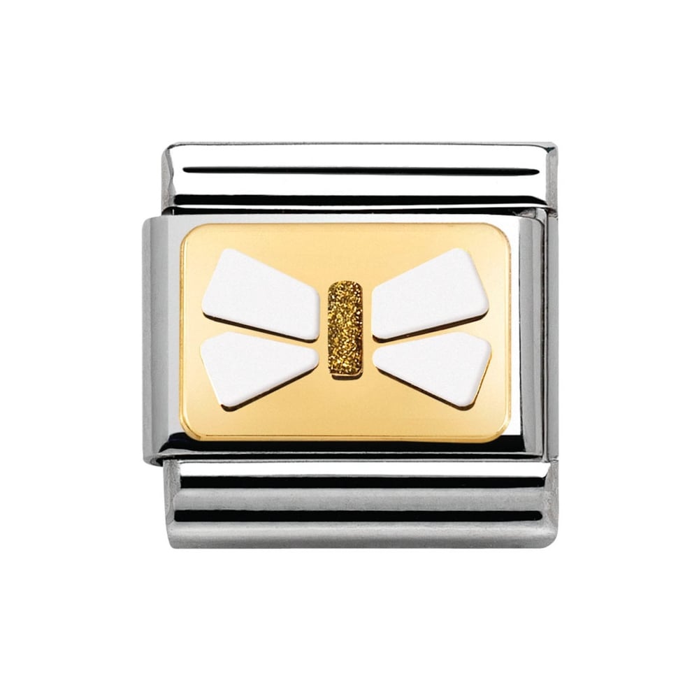 Nomination Classic - Emaille, Gold - Schleife Weiß - 030280/41