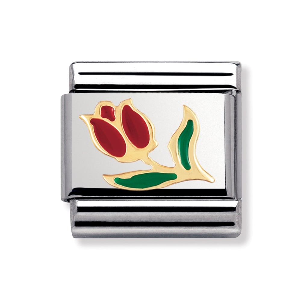 Nomination Classic - NATURE Edelstahl, Email und 18K-Gold (Tulpe)