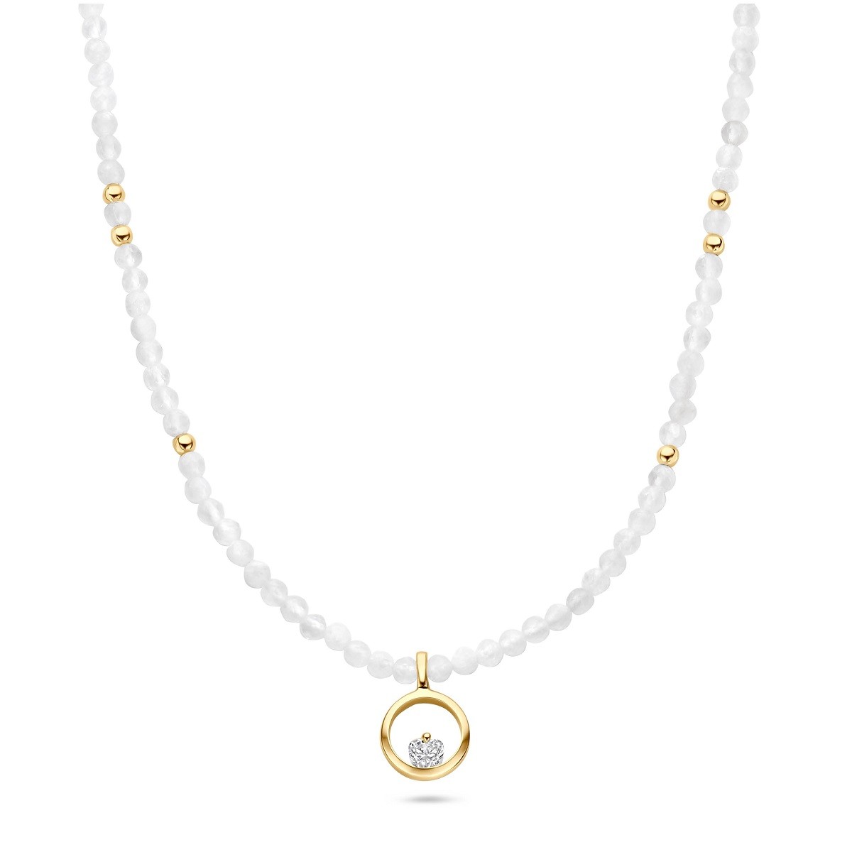 FJF JEWELLERY Halskette - Icon Heart Stone Edition Rainbow Moonstone -FJF0010050YRB