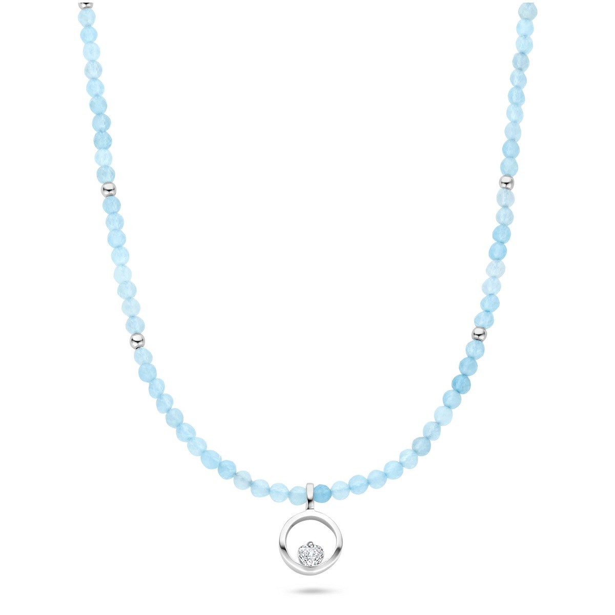 FJF JEWELLERY Halskette - Icon Heart Stone Edition Aquamarine - FJF0010050SAQ