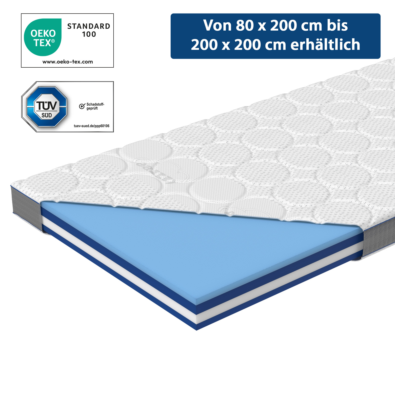 eazzzy Topper Royal Hybrid | 80 x 200 x 11 cm