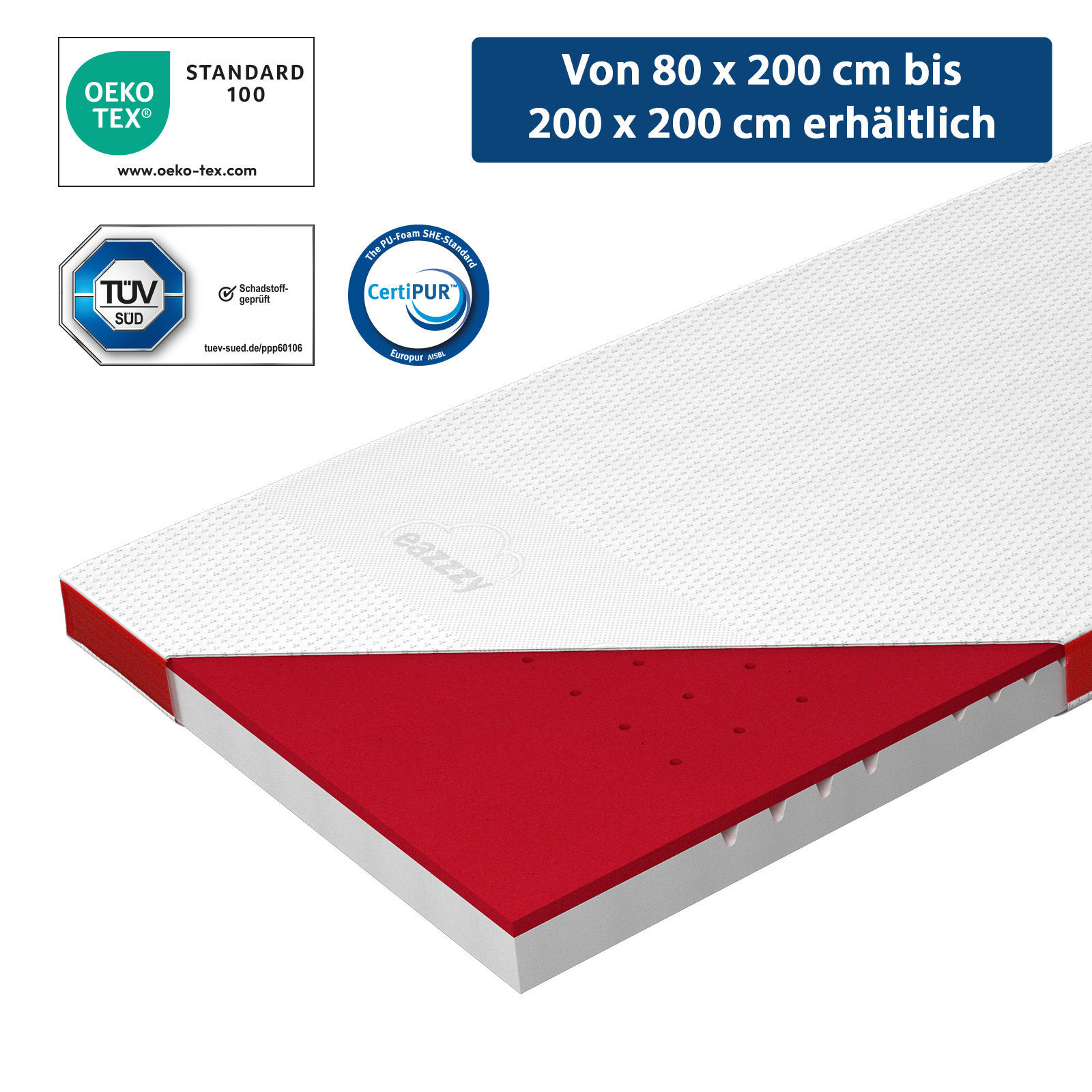 eazzzy Topper Premium Heat Therapy | 80 x 200 x 9 cm