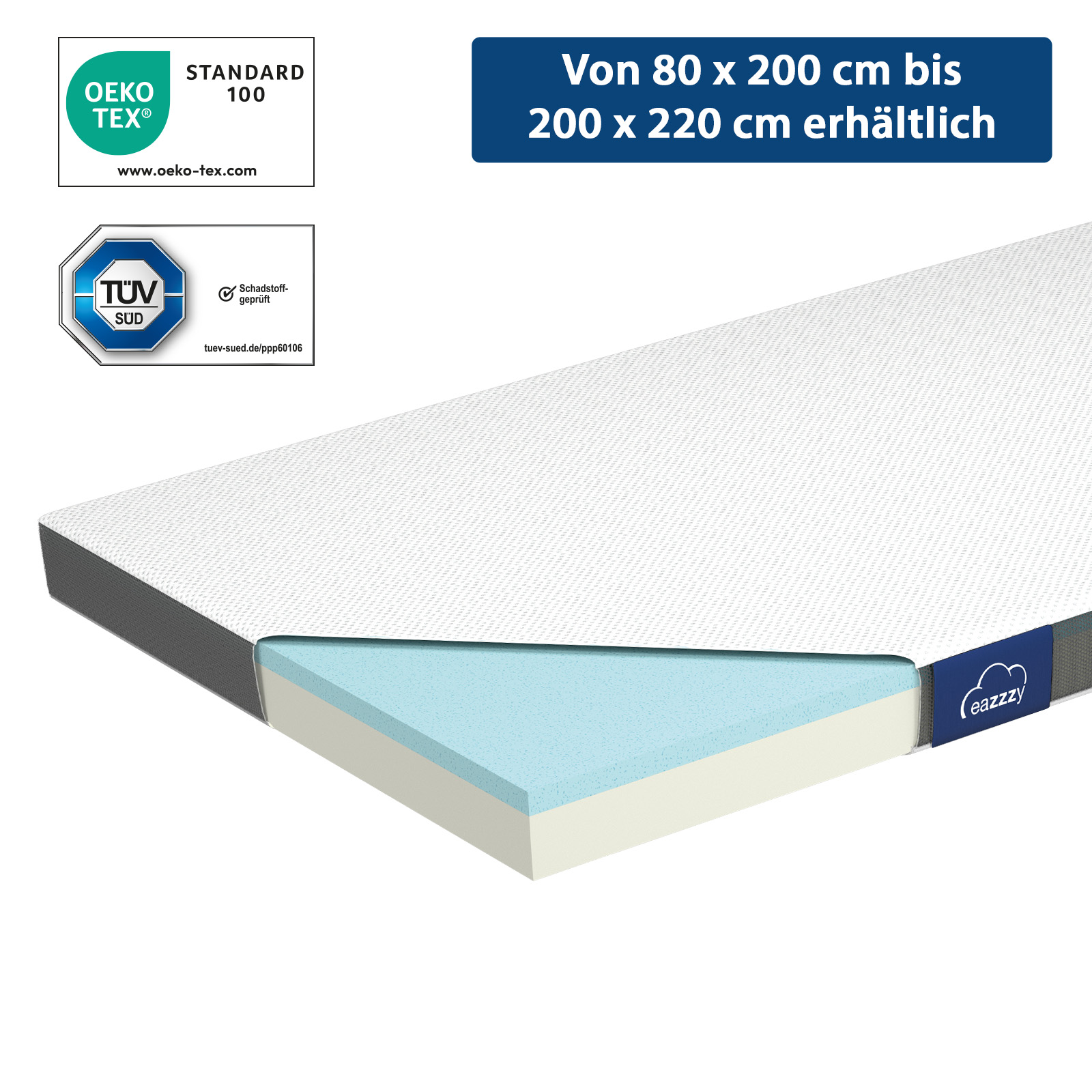 eazzzy Topper Classic | 90 x 200 x 7 cm