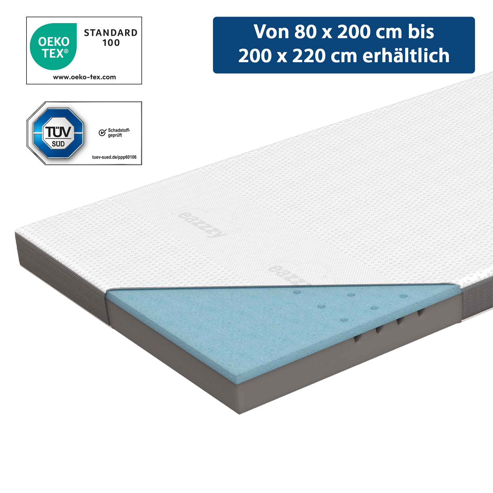 eazzzy Topper Deluxe | 80 x 200 x 9 cm