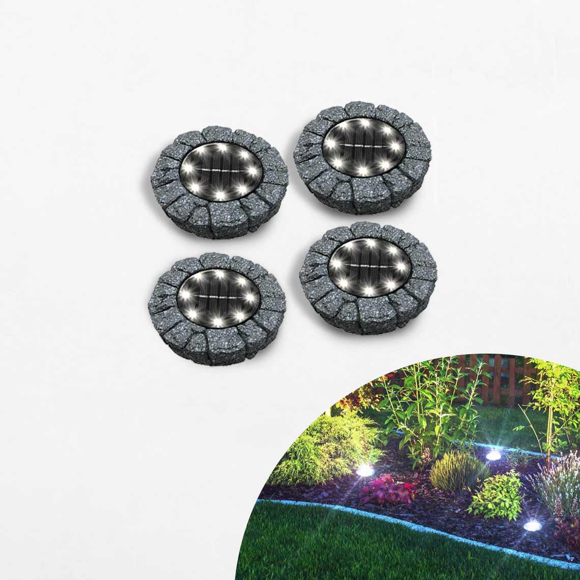 Disk Lights Stone Solarleuchte 4er Set