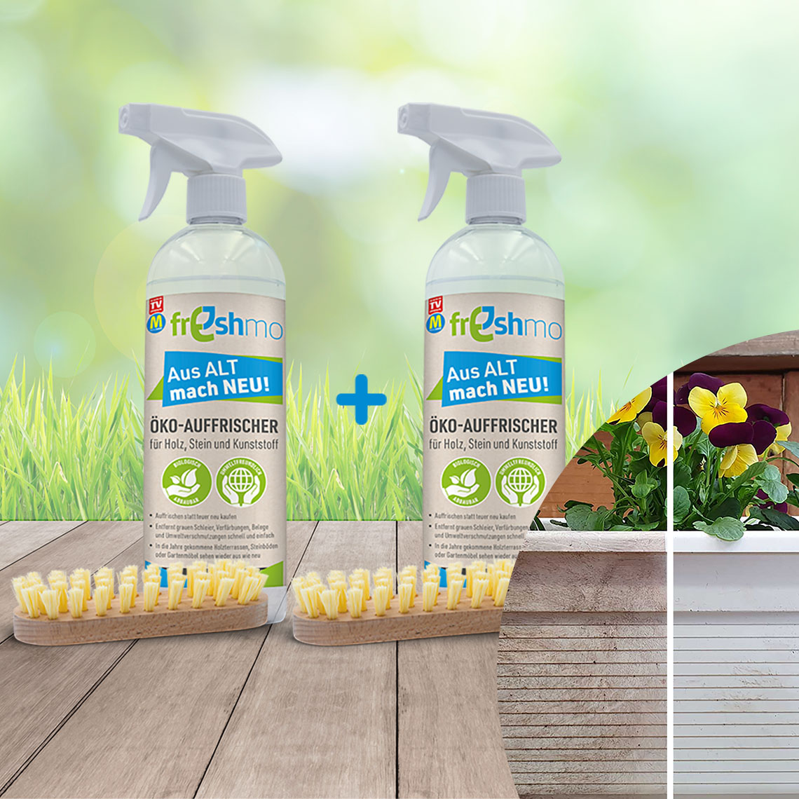 Freshmo Outdoor-Reiniger inkl. Reinigungsbürsten 750ml+750ml GRATIS